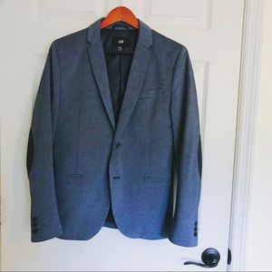 H&M Blazer, Metallic Blue with Navy Elbow Pads